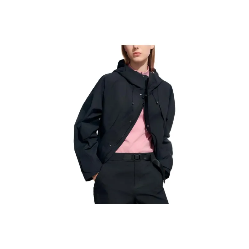 FILA Fitness Hiking Water-Resistant Windproof Breathable Wear-Resistant Rainproof Windbreaker Jacket Unisex Jet Black-1