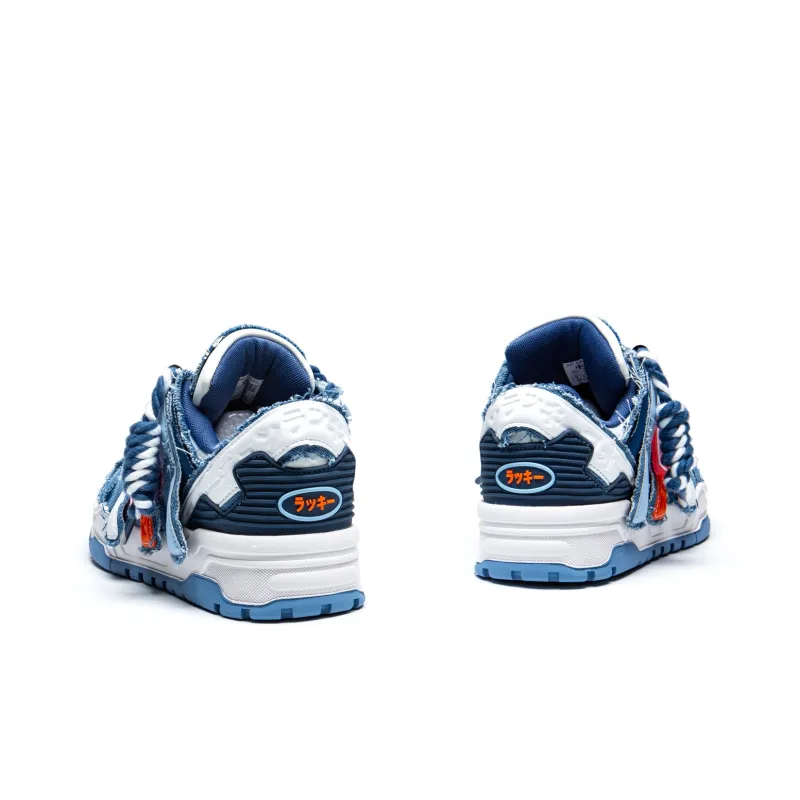 KUX Denim Mini Puffy Wear-Resistant Height Increasing Low-Top Skateboard Shoes Unisex-4
