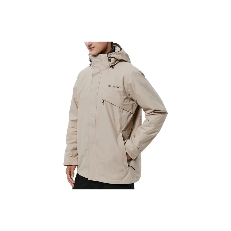 Columbia Outdoor Hiking Waterproof And Windproof Windbreaker Jacket Men's Khaki-4