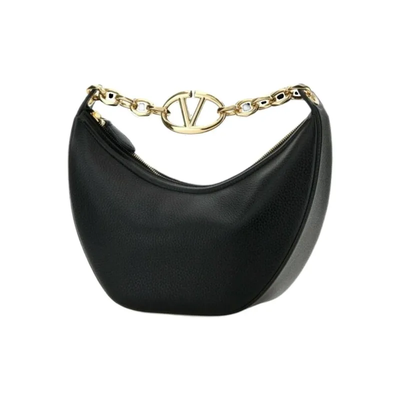 Valentino Vlogo Moon Leather Shoulder Bag Crossbody Bag Handbag Small Size Women's Black-1