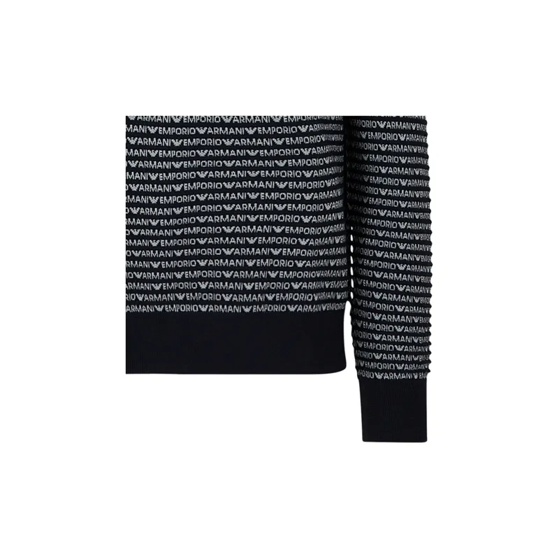 EMPORIO ARMANI Logo Intarsia Knit Crewneck Jumper-5