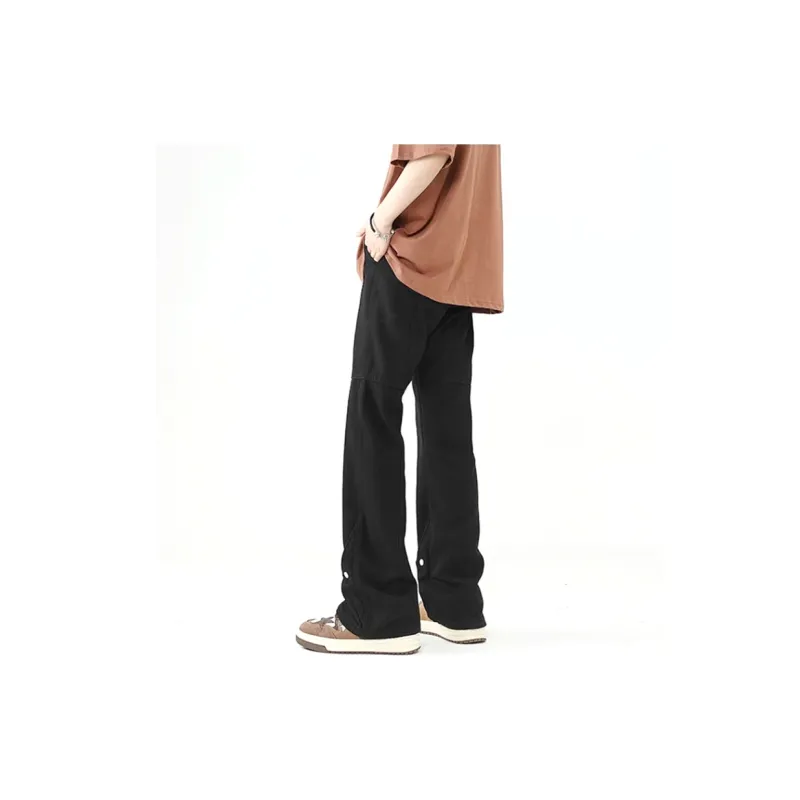 POLAR BEAR Thin Refreshing Jeans Unisex Bootcut Yellow Mud Black Pants-5