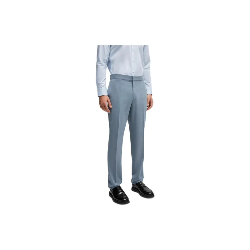 HUGO BOSS Three-Piece Slim-Fit Suit In Patterned Stretch Cloth Business Suits Men's Blue-6
