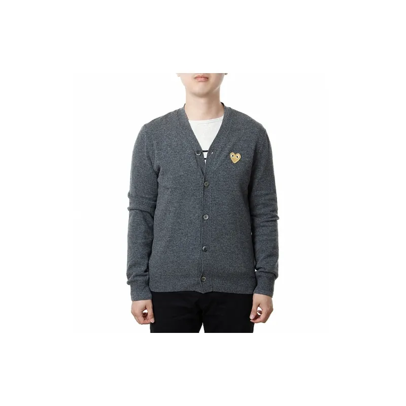 Comme Des Garcons Play Gold Heart Knit Cardigan Sweater-1