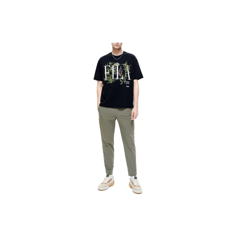 FILA Drop Shoulder Sleeve T Shirt Men's Black-2