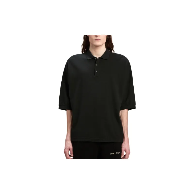 PALM ANGELS Logo Printed Drop Shoulder Polo Shirt-1