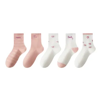MIIOW Mid Calf Socks Women's 5 Pack Mixed Color