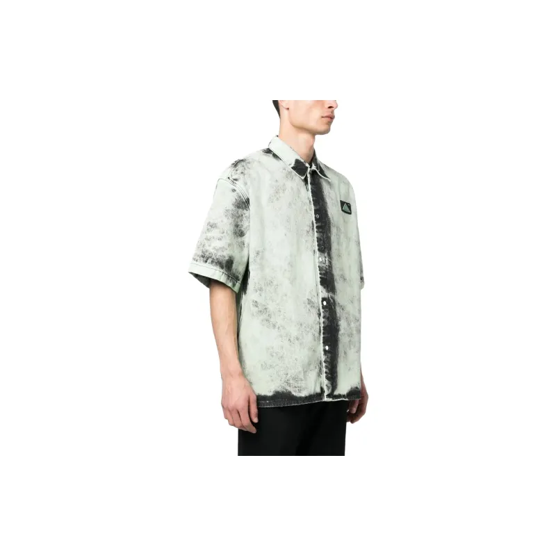 OAMC Logo Patch Bleach Effect Short Sleeved Shirt-3
