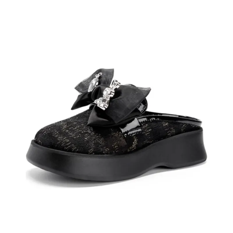 Satchi Abrasion-Resistant Wrap-toe Slippers Women's Black-1