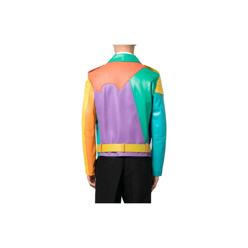MOSCHINO Leather Jackets Men Multicolor-2