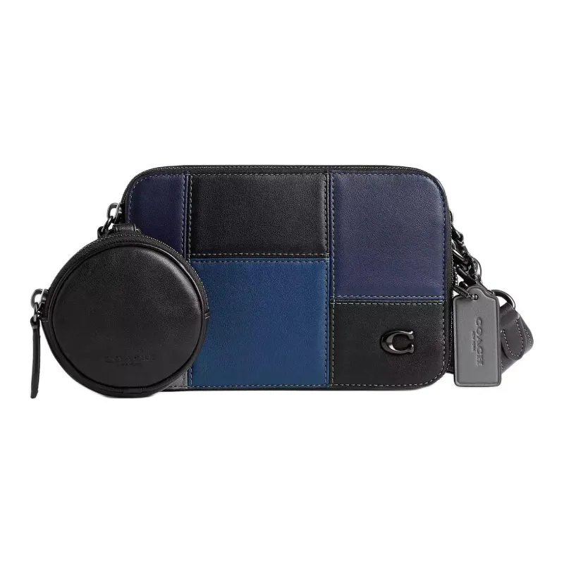 COACH Charter Smooth Leather Shoulder Bag, Crossbody Bag Trumpets Women's Black & Blue-0