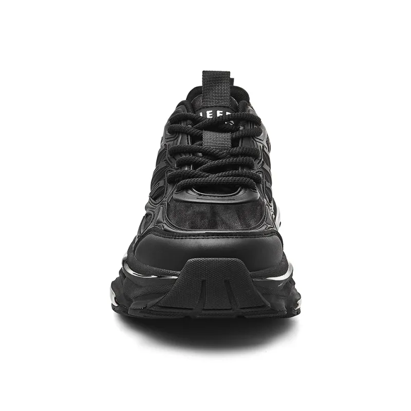 JEEP SPIRIT Cushioned Anti-Slip Wear-Resistant Breathable Lightweight Low-Top Chunky Sneakers Men's Graphite Black-21