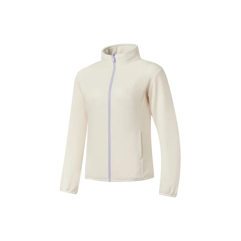 QIAODAN Mountain God Series Windbreaker Jackets Women's Cream White/Taro Paste Purple-4