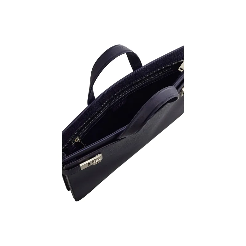 FERRAGAMO Hammered Calfskin Handbag Men's Midnight Blue-4