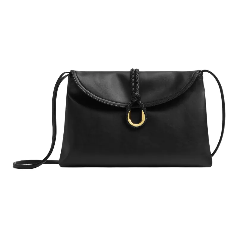 Bottega Veneta Cow Leather Shoulder Bag Crossbody Bag Medium Size Women's Black-0