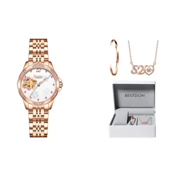 Bestdon Mechanical Movement Stainless Steel Watchband Watch Women's Watch Mother of Pearl Color Watch Dial