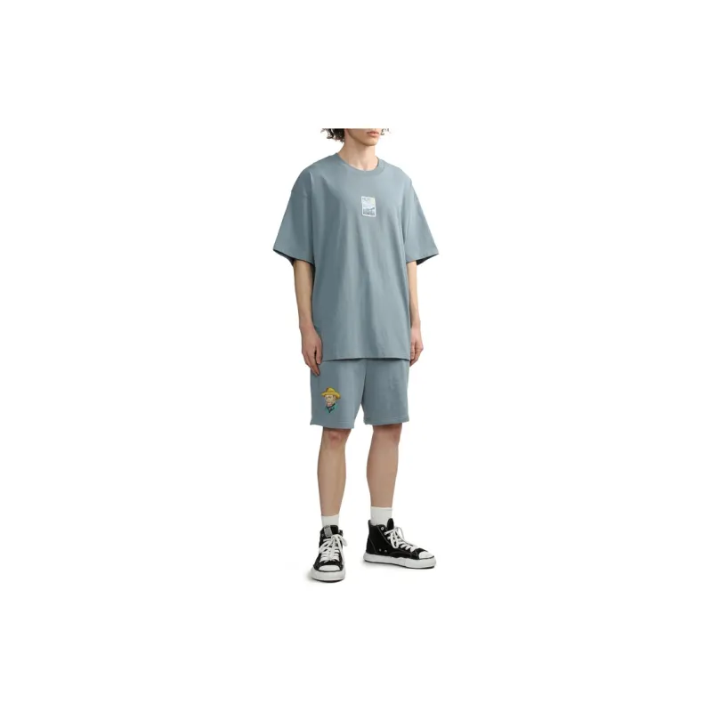 MUSIUM DIV Van Gogh appliqué Cotton Track Shorts-7