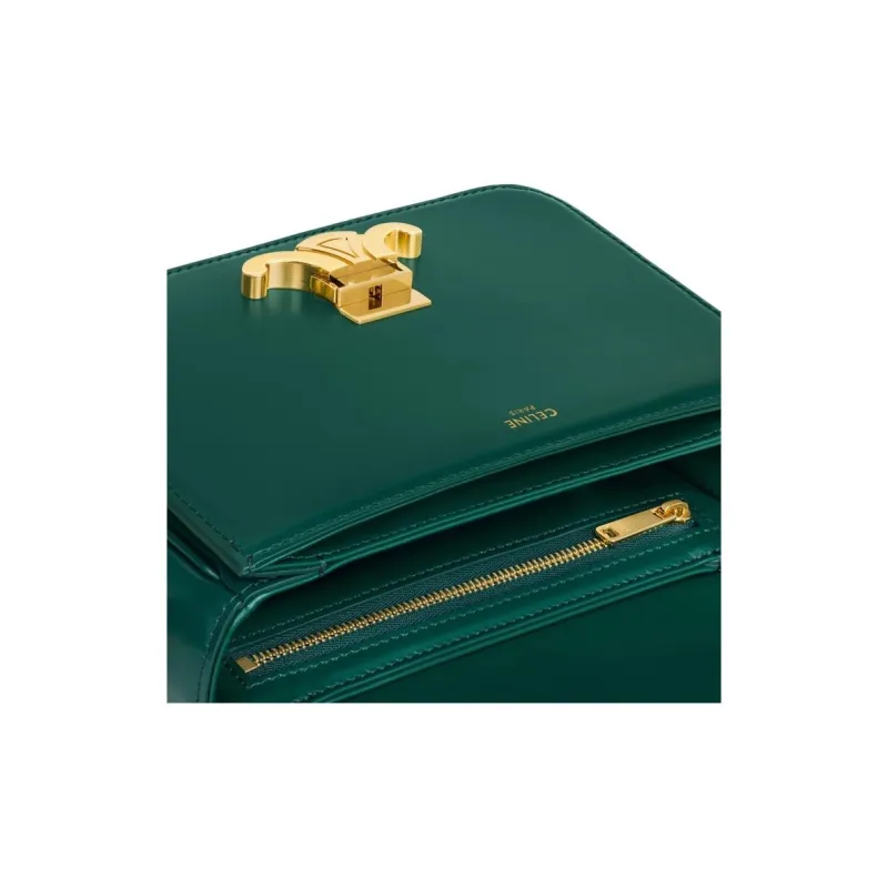 CELINE Triomphe Calfskin Crossbody Bag, Shoulder Bag Women's Racing Green-3