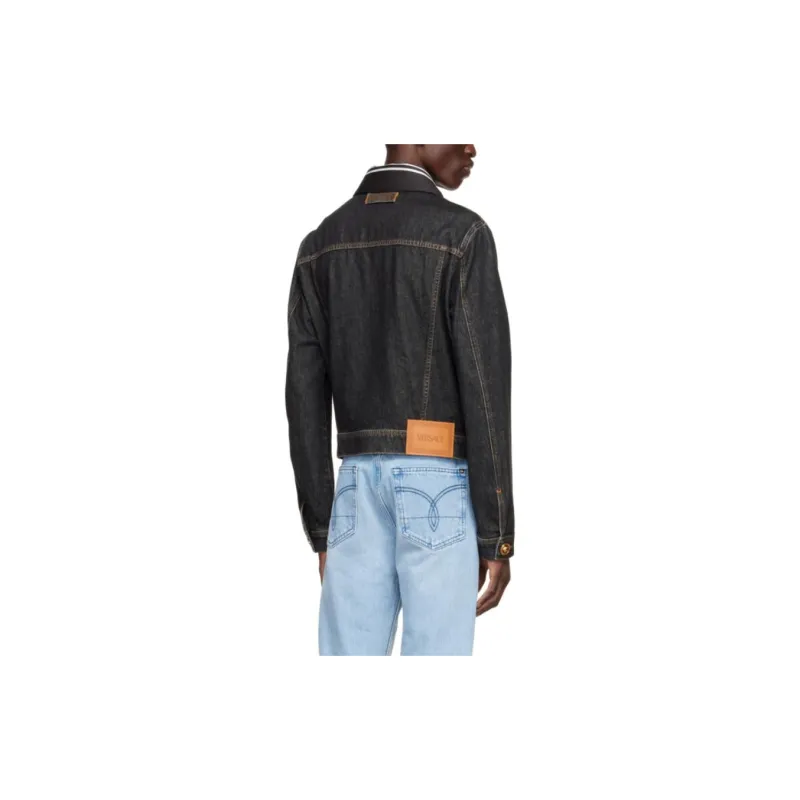 VERSACE Denim Jackets Men Black-4
