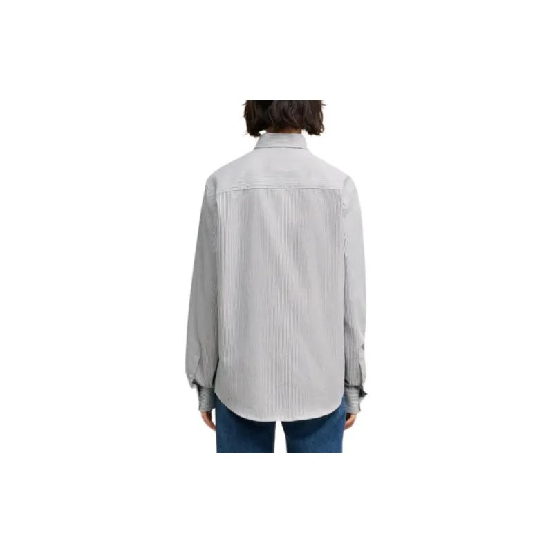 Ami Paris Ami De Coeur Logo Embroidered Pinstriped Shirt-2