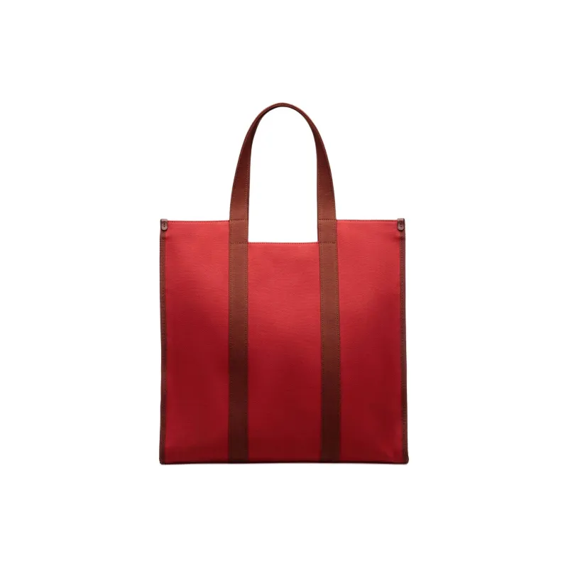 BALLY Cotton Patchwork Canvas Tote Bag Shopping Bag Handbag Shoulder Bag Men's Red-2