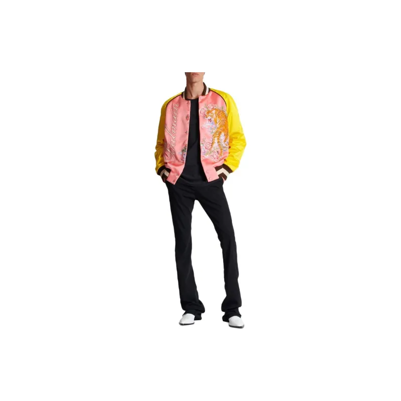 BALMAIN Tiger embroidered Satin Bomber Jacket-1