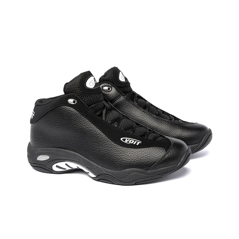 VOIT Basketball Shoes Men Mid Top All Black-2