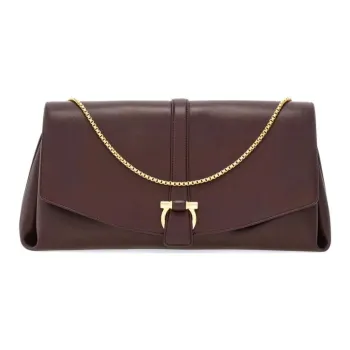 FERRAGAMO Calfskin Shoulder Bag Large Size Women's Blood Red