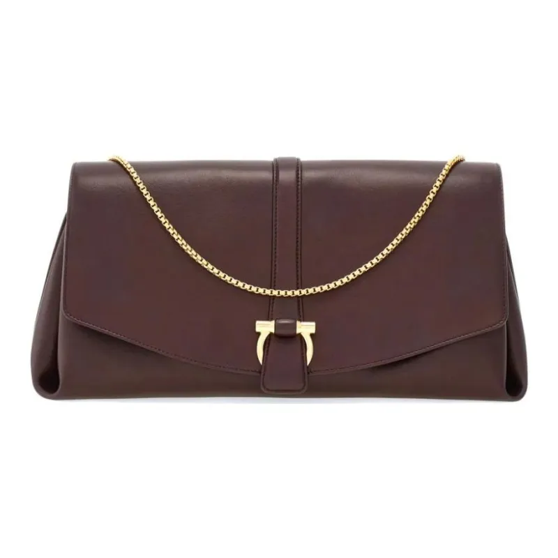 FERRAGAMO Calfskin Shoulder Bag Large Size Women's Blood Red-0