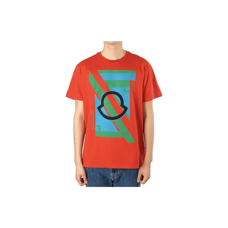 Moncler T-Shirts Men Orange Red-1