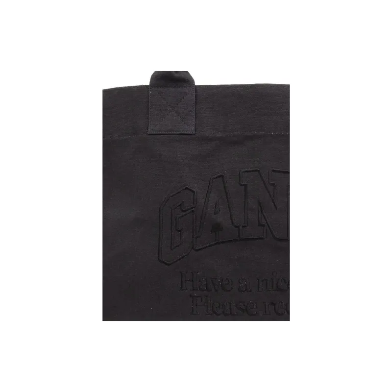 GANNI Recycled Cotton Tote Bag Shopping Bag Handbag Women's Black-3