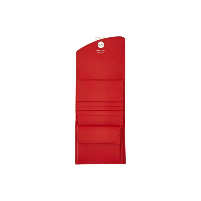 FERRAGAMO Palm Calfskin Wallet Small Size Women's Flame Red-3