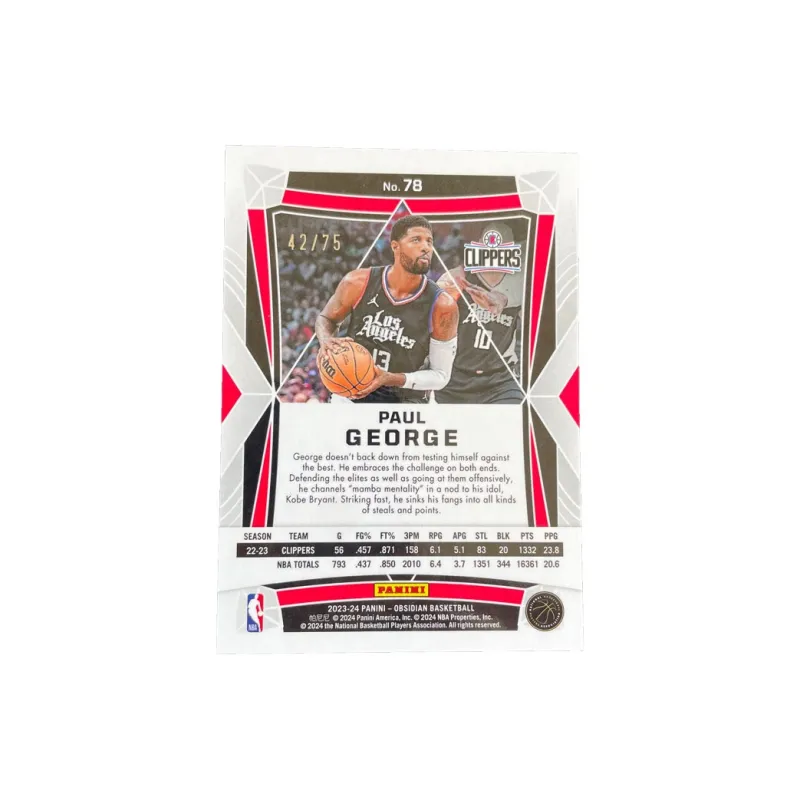 PANINI 2023 24 Clippers Paul George Pickles 42/75 Red And Green Fold Refraction Star Card Pass Sports Cards 1 Pc-1