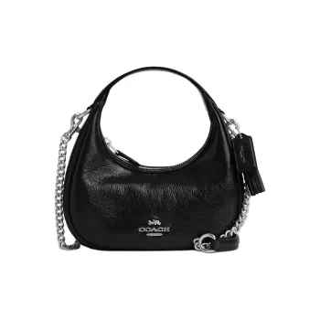 COACH Patent Leather Shoulder Bag Crossbody Bag Handbag Mini Women's Black