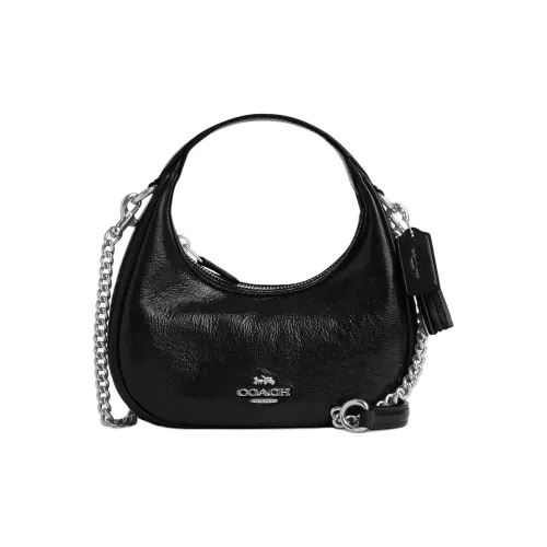 COACH Patent Leather Shoulder Bag Crossbody Bag Handbag Mini Women's Black