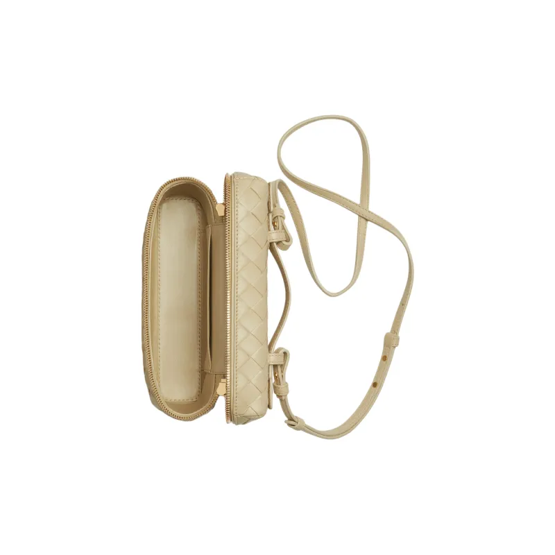 Bottega Veneta Calfskin Makeup Bag Mini Women's Light Cream Candy-1