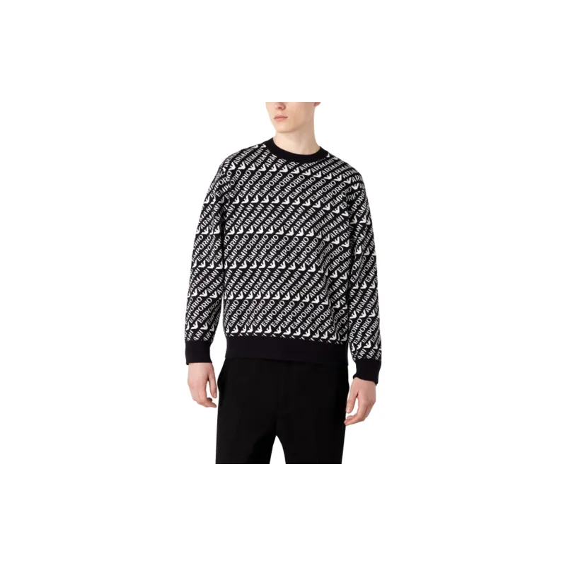 EMPORIO ARMANI Sweaters Men Navy Blue White-4