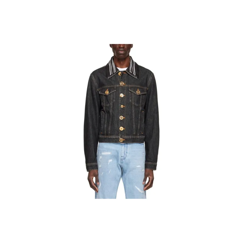 VERSACE Denim Jackets Men Black-2