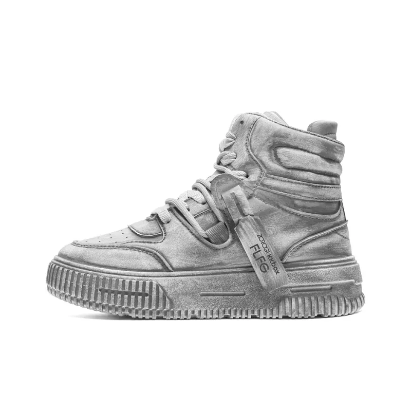 HACKBUTEER High Top Skateboard Shoes Unisex Vintage Gray Box-1