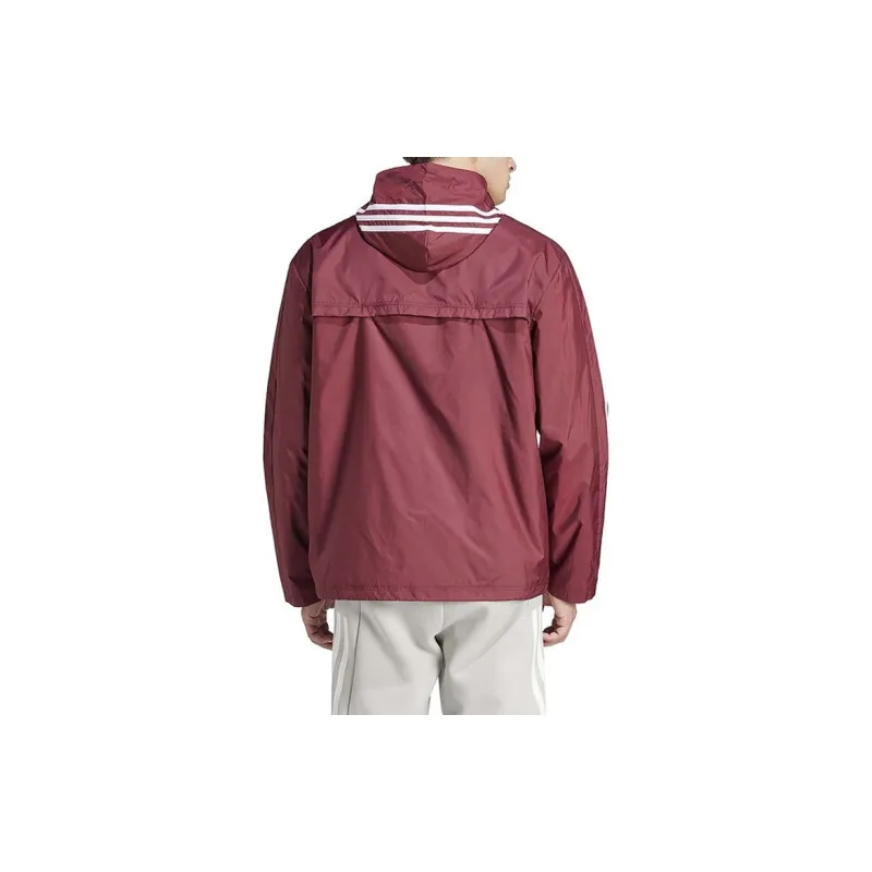 Adidas Essential3 Stripes Jackets Coats Men's Deep Red-2