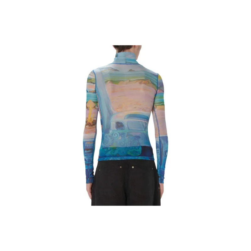 JW Anderson Graphic Printed Sheer Turtleneck T Shirt-2