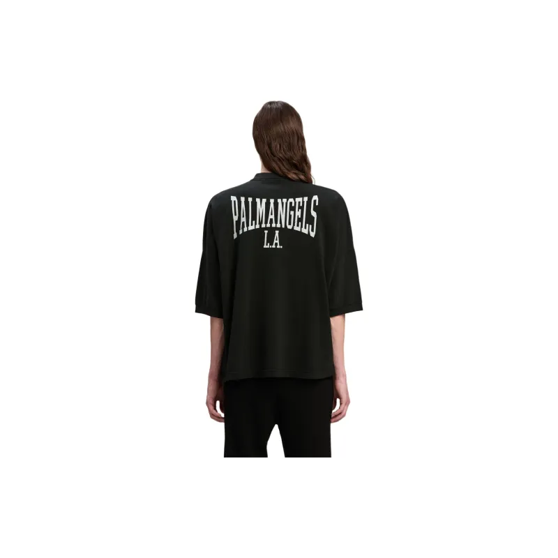 PALM ANGELS Logo Printed Drop Shoulder Polo Shirt-2
