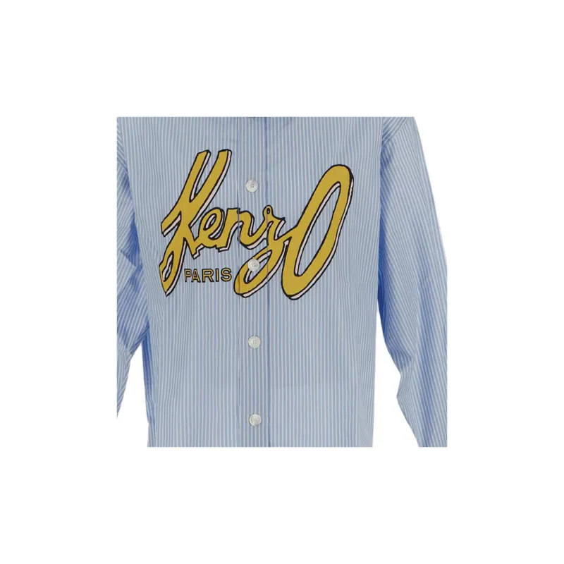 KENZO Logo print Striped Cotton Shirt-7