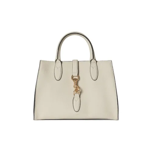 GUCCI Grained Soft Leather Tote Bag Shopping Bag Handbag Medium Size Women's Ivory White