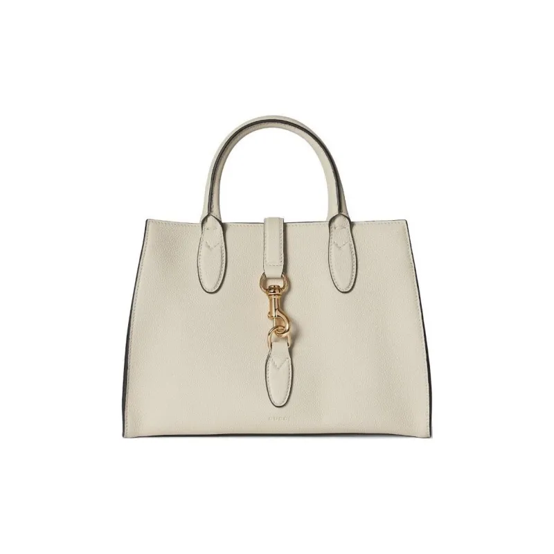 GUCCI Soft Grain Leather Tote Bag, Shopping Bag, Handbag Medium Size Women's Ivory White-0