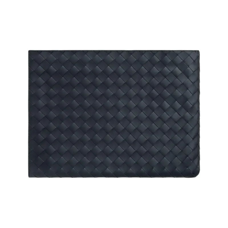 Bottega Veneta Calfskin Clutch Men's Dark Blue & Olive Green-2