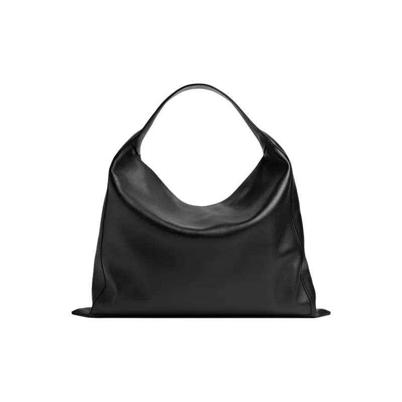 Bottega Veneta Silky Cow Leather Handbag Shoulder Bag Large Size Women's Black-2