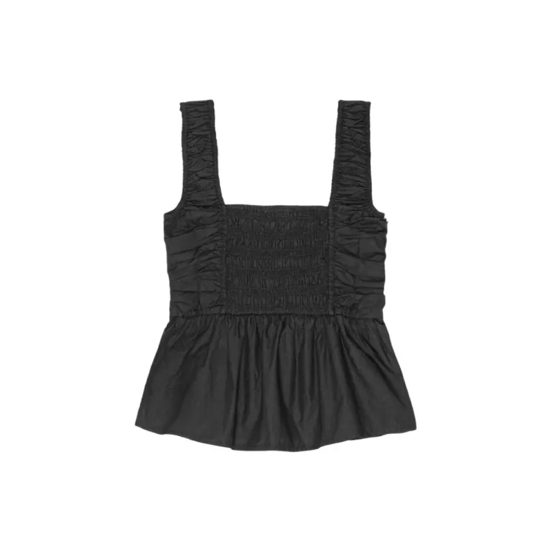 GANNI Poplin Smock Strap Top-1