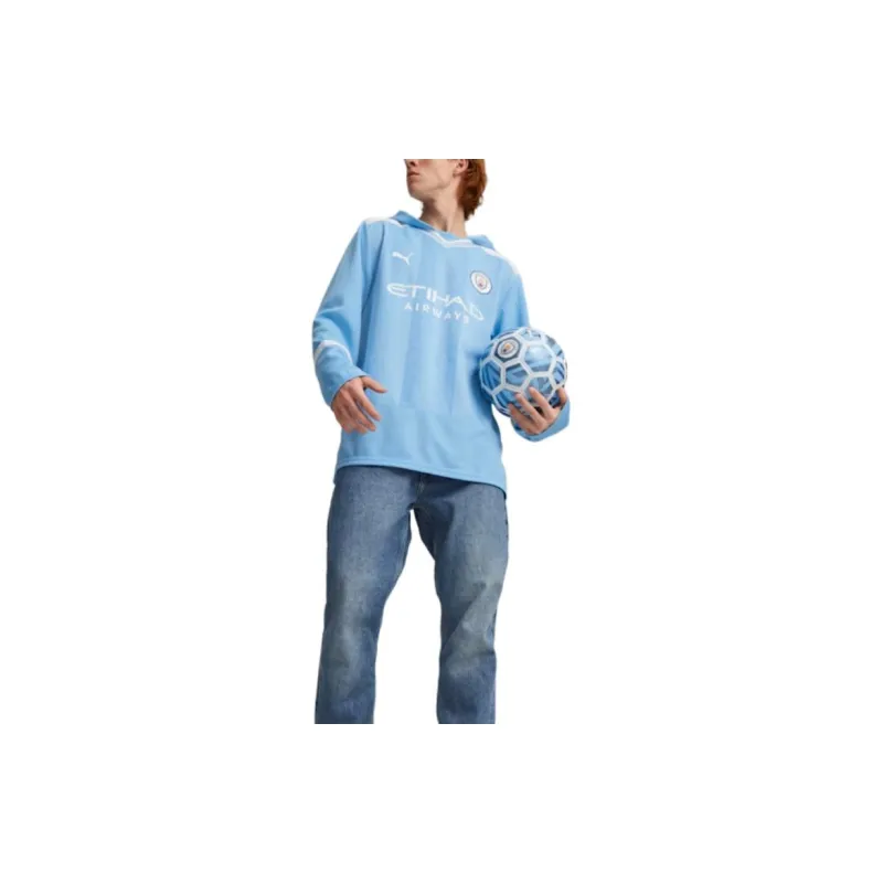 PUMA Manchester City Oversized Winter Football Jersey Soccer Jerseys Men's Light Blue-3