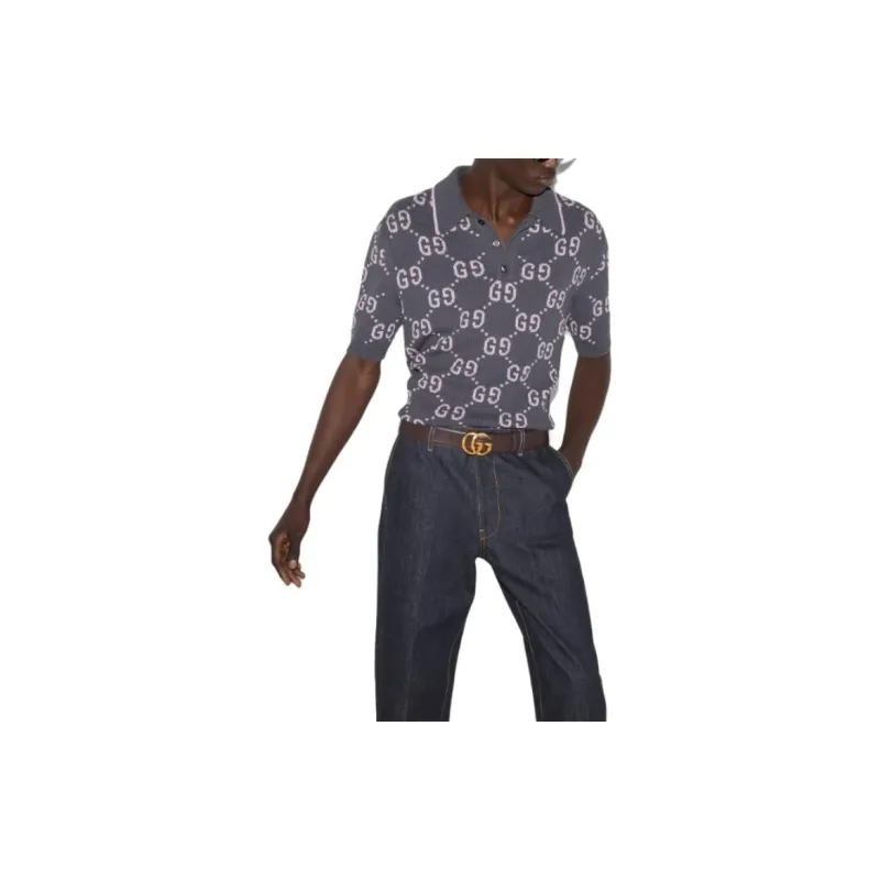 GUCCI FW24 Polo Shirt Men's Dark Gray-3